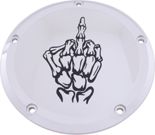 Load image into Gallery viewer, 7   M8 Flt/Flh Derby Cover Bone Finger Chrome