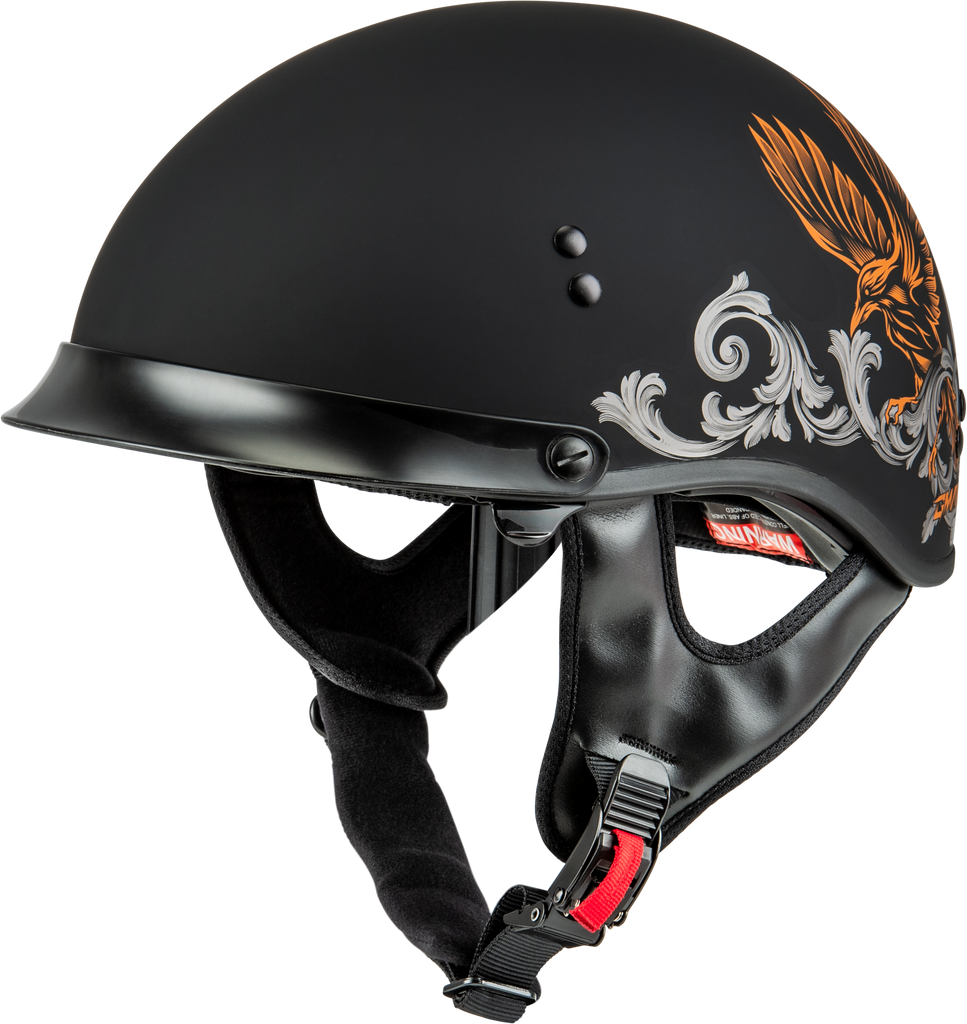 Hh 65 Corvus Helmet W/Peak Matte Black/Silver/Orange 2x