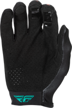 Load image into Gallery viewer, Fly Racing Lite Americana gloves in black, red, and gold with padded palms and adjustable wrist straps.