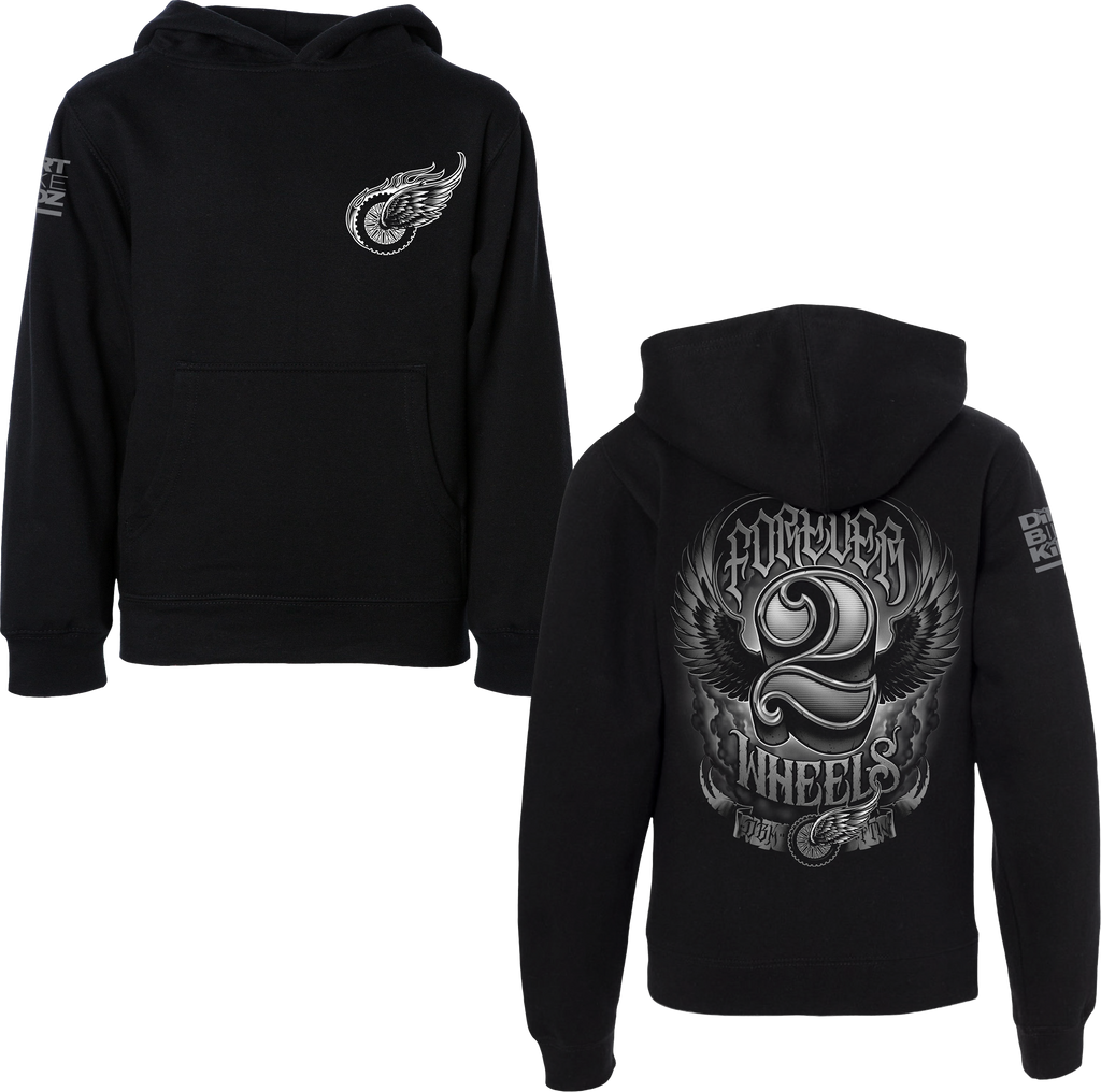 Two Wheels Youth Hoodie Black Yx