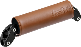 ZETA brown handlebar pad set with 165mm pad and 185mm brace for motorcycle handlebars, providing cushioning and style.