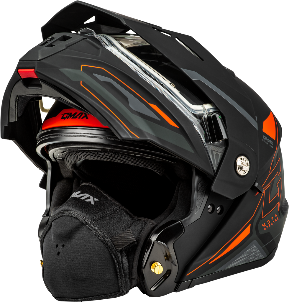 Md 74s Spectre Snow Helmet W/ Elec Shield Matte Black/Red Xl