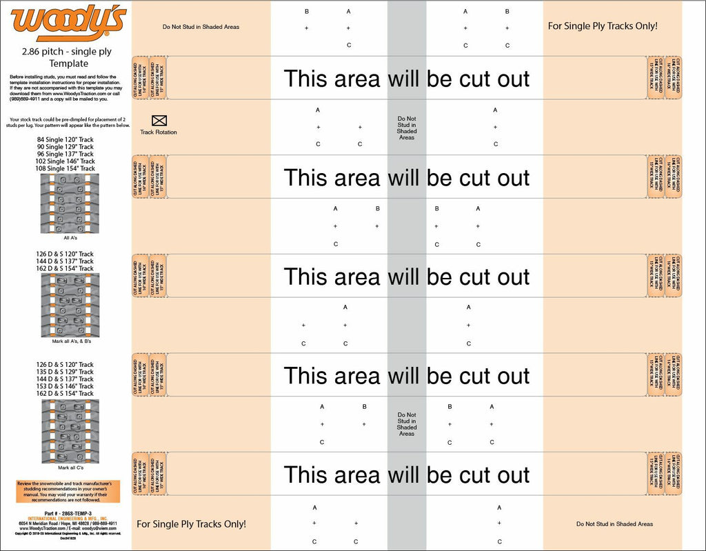 Studding Template 2.86 Single Ply Tracks