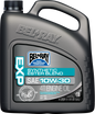 Bel-Ray Exp Syn Ester Blend 4T Engine Oil 10W30 in a 4L container, suitable for motorcycle engines, with label and container visible.