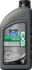 Bel-Ray Exs Full Syn Ester Oil 10W40 bottle, 1-liter container, used for automotive or machinery lubrication.