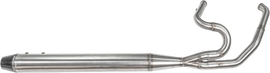 SAWICKI 2-in-1 TC Softail full-length brushed stainless steel exhaust system showing sleek exhaust pipes and polished finish