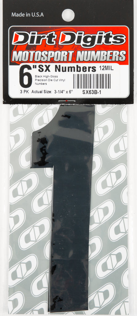 #1 6" Black Super X Digits 3/Pk