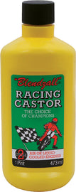 Blendzall Racing Castor 2T 1-gallon chemical container, used for high-performance motorcycle engine lubrication.