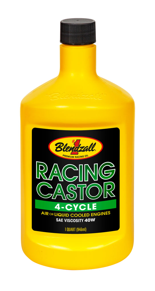 Blendzall Racing Castor 4T 45W motor oil in 32oz bottle, designed for high-performance 4-stroke engines, with a durable chemical formula.