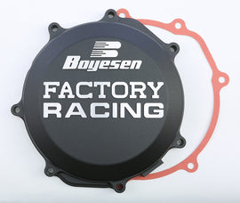 Boyesen Factory Racing clutch cover in black for off-road motorcycles, model 59-7214B, designed for durable performance.