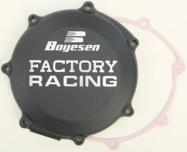 Boyesen Factory Racing Clutch Cover in black for off-road bikes, model 59-7237B, durable metal construction.
