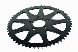 Black spoked rear chain sprockets for Harley models 1999 and earlier, by Bung King, designed for durability and performance.