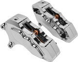 Hawg Halters Inc 6 Pist Front Dual Caliper Kit Chrome 00-Up W/ 13