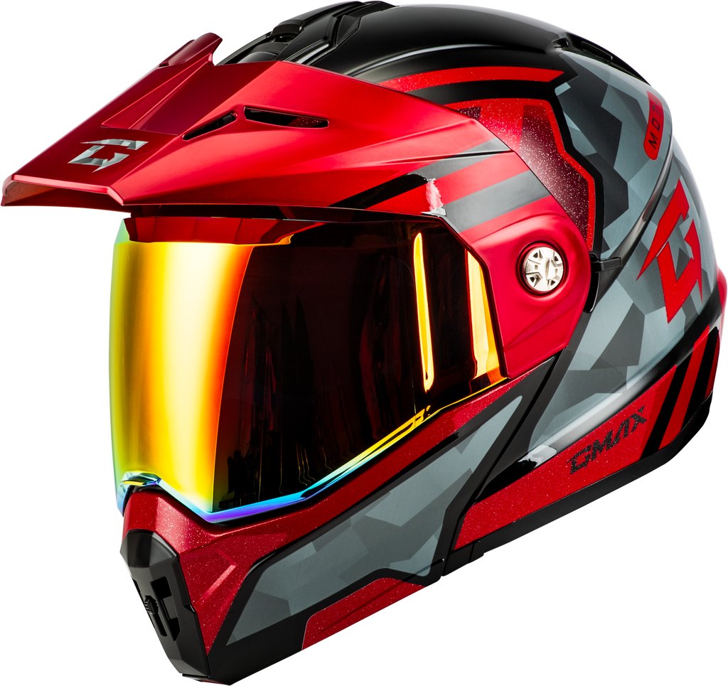 Md 74 Striker Modular Helmet W Red Shield Blk/Gry/Rd Mtlc 3x
