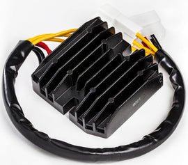 RICKS electrical regulator and rectifier for motorcycle, showing metal and plastic components on a white background.