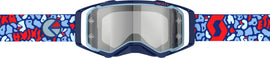 SCOTT Prospect Goggle in Ethika Blue/Red Silver Chrome Works with adjustable strap and tinted lens for outdoor sports eyewear.