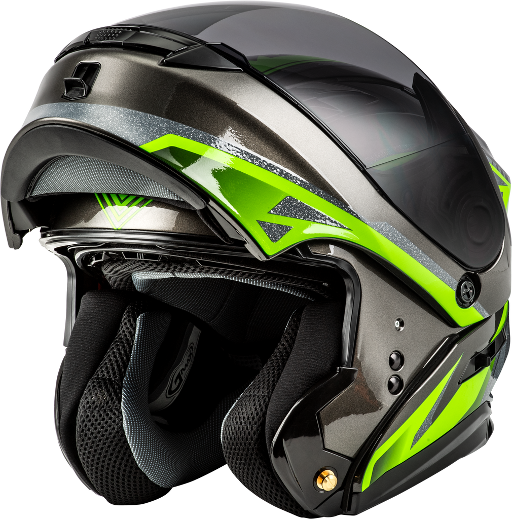 Md 01 Volta Helmet Black/Silver/Green Metallic Lg