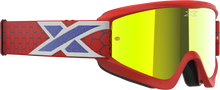 Load image into Gallery viewer, Flat Out Mirror Goggle Rd/Wht/Blu Metallic Gold Mir