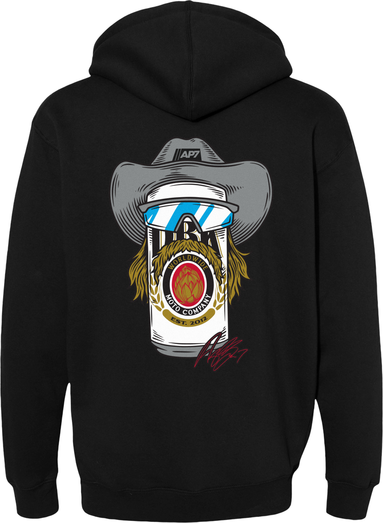 Stache Mullet Moto Hoodie Black Sm