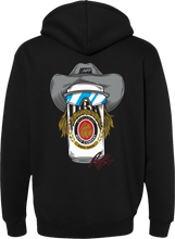 Load image into Gallery viewer, Stache Mullet Moto Hoodie Black Lg