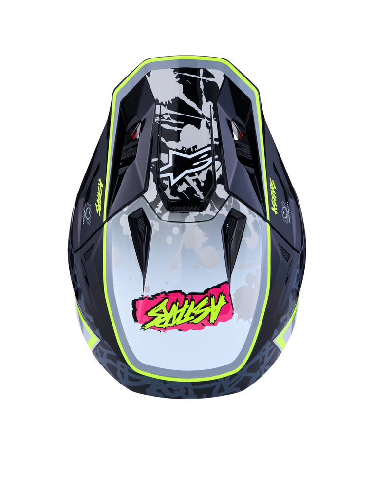 S M7 Blaster Helmet Ece06/Dot Blk/Gry/Wh/Yllw Fluo Glsy Sm