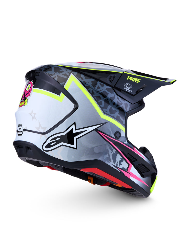 S M7 Blaster Helmet Ece06/Dot Blk/Gry/Wh/Yllw Fluo Glsy Sm