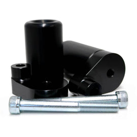 SHOGUN no-cut black frame sliders for motorcycle body protection, featuring durable design and sleek black finish.