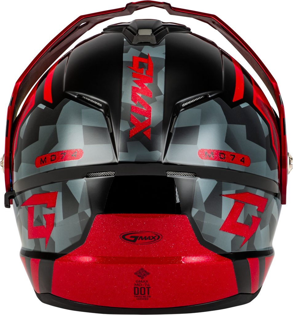 Md 74 Striker Modular Helmet W Red Shield Blk/Gry/Rd Mtlc Md