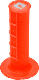 ODI Ruffian Half Waffle Flo Orange bike handlebar grips with textured orange rubber surface for improved grip and comfort