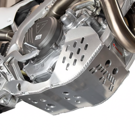 ENDURO ENGINEERING skid plate for motorcycle body protection, shown in black with mounting hardware visible.