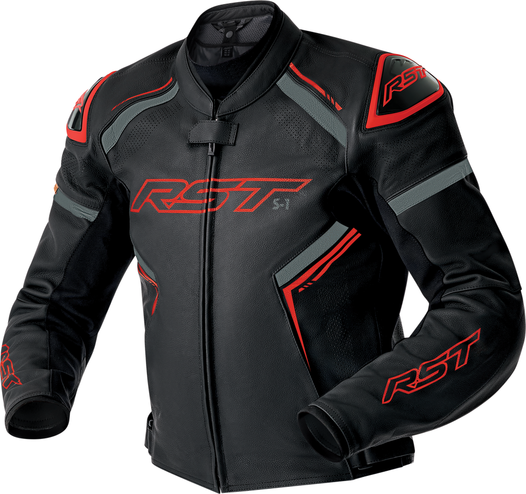 S1 D3o Leather Jacket Blk/Gry/Red Lg