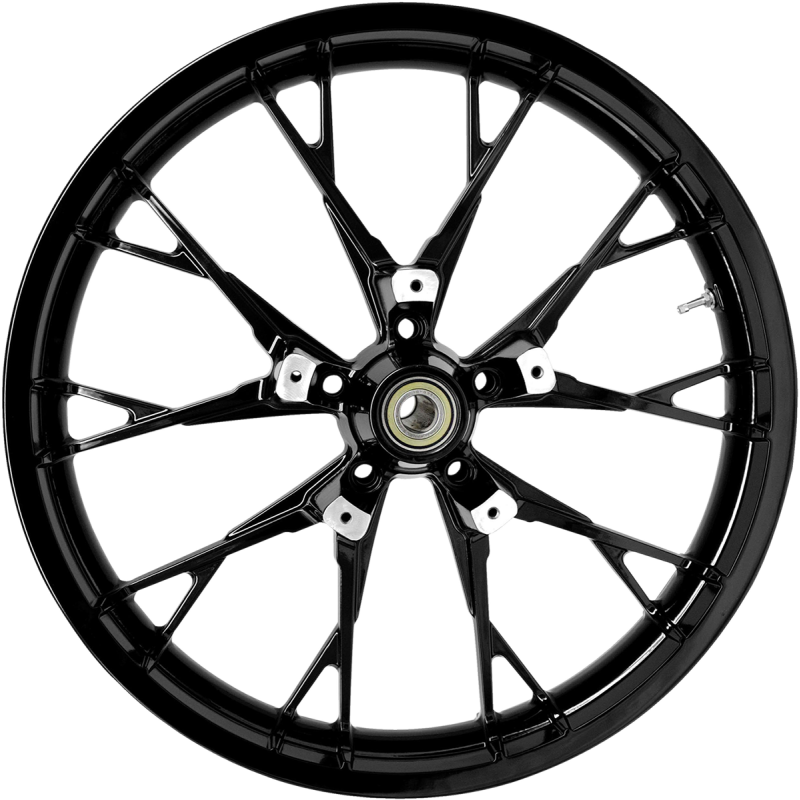Black Coastal Moto Marlin front wheel for Harley Davidson Bagger, 21x3.5 inch, motorcycle wheel for 2009-2026 models.