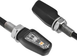 ZETA 701 LED turn signals with taillight, black housing, clear lens, for motorcycle electrical lighting system.