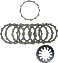 Load image into Gallery viewer, Hardrive Aramid Clutch Friction Set with HD Diaphragm Spring for motorcycle clutch, showing the friction plates and spring components.