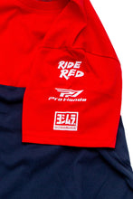 Load image into Gallery viewer, D-COR Honda Team2 Navy T-shirt, casual shirt featuring Honda branding, displayed on a hanger with a plain background.