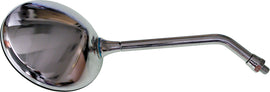 EMGO 5-inch round chrome motorcycle mirror with stem, showing reflective glass and polished chrome finish.