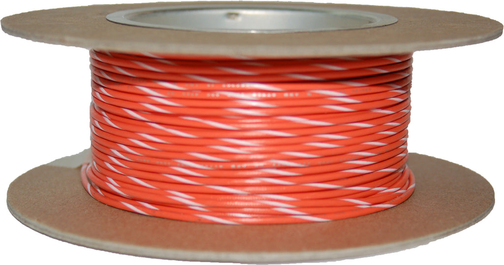 100' Spool 20 Gauge Wire (Orange/White Stripe)