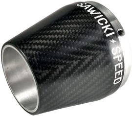 SAWICKI Repl End Cap for exhaust system, true carbon fiber material, with sleek black finish and precise fit for performance vehicles