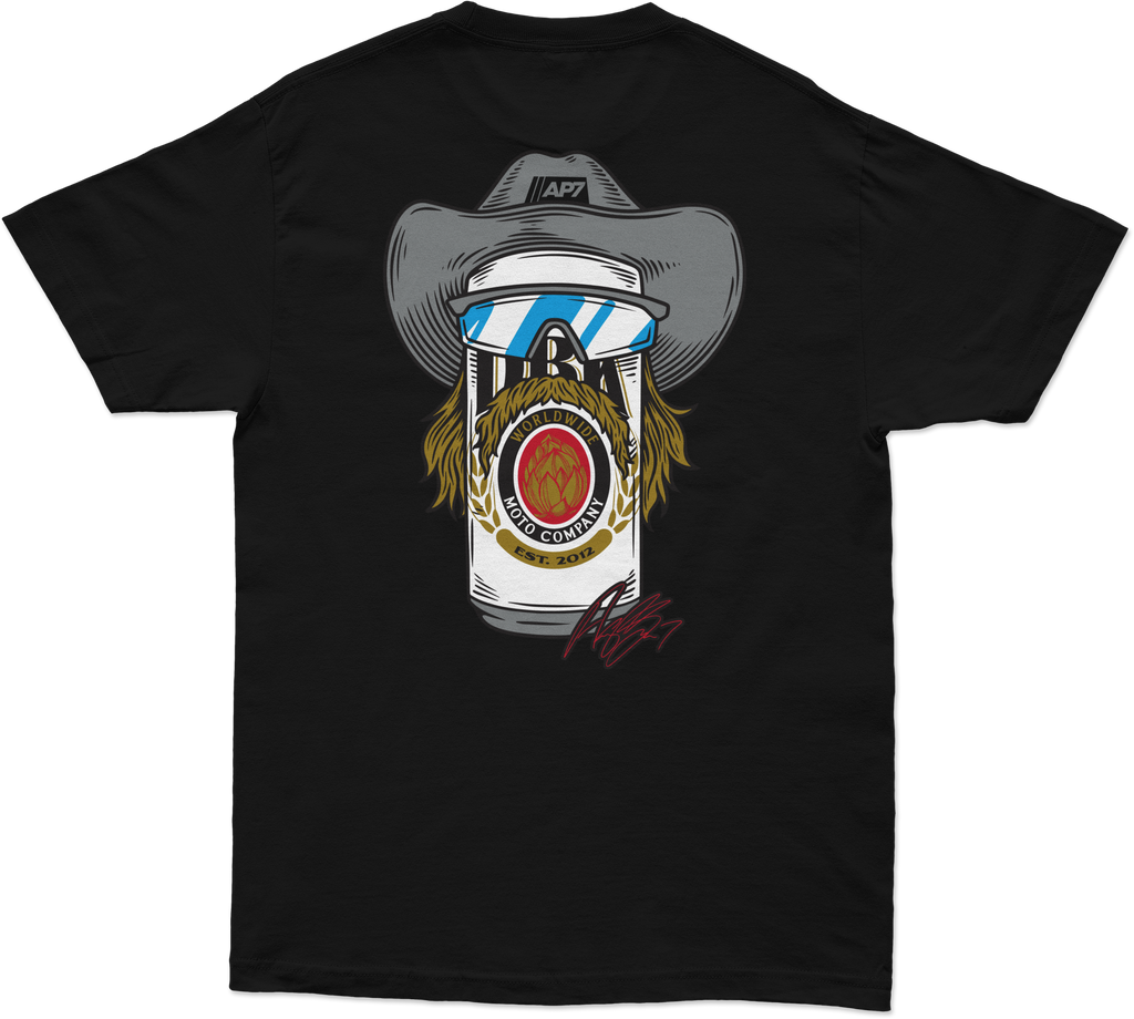 Stache Mullet Moto Tee Black Xl