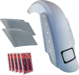 BAGGERNATION 3-piece black fender kit with dual outlet license frame, designed for motorcycle body customization.