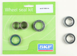 SKF front drive wheel seal kit with bearings, showing the sealed components and metal housing for vehicle wheel protection.