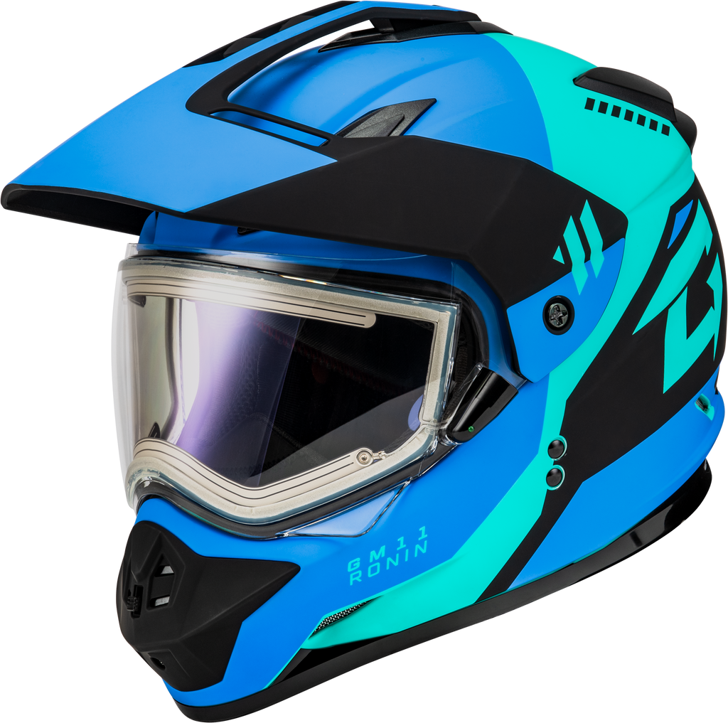 Gm 11s Ronin Snow Helmet W/ Elec Shield Matte Blk/Blue 2x