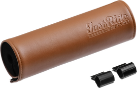 Brown leather handlebar bar pad from ZETA, 165mm length, designed for motorcycle handlebars with padded comfort.