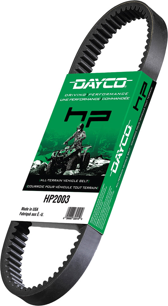 Dayco HP ATV belt 220-12023, a durable black drive belt designed for all-terrain vehicles.