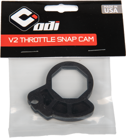 ODI Throttle Cams Cam P grips for motorcycle throttle control, shown in black with detailed grip texture.