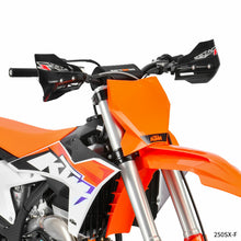 Load image into Gallery viewer, Black ZETA Xc Pro Convert handguard with mounting hardware, designed for motorcycle handlebars for added protection and style.