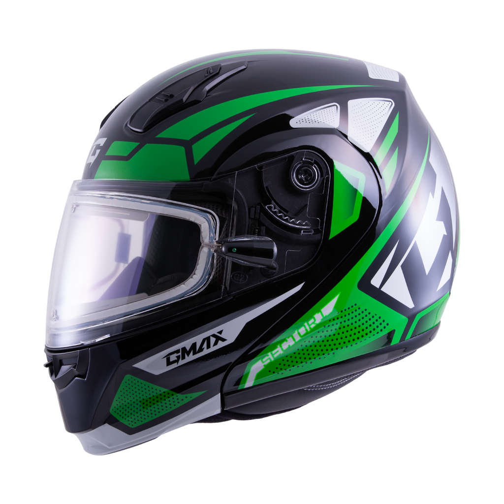Md 04s Sector Snow Helmet W/ Elec Shield Blk/Green/Wht Xl