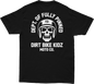Black DBK Fully Pinned Tee shirt in large size, displayed flat with visible pinned design details