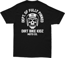 Black DBK Fully Pinned Tee shirt for small size, featuring a casual fit and pinned design, displayed on a plain background.