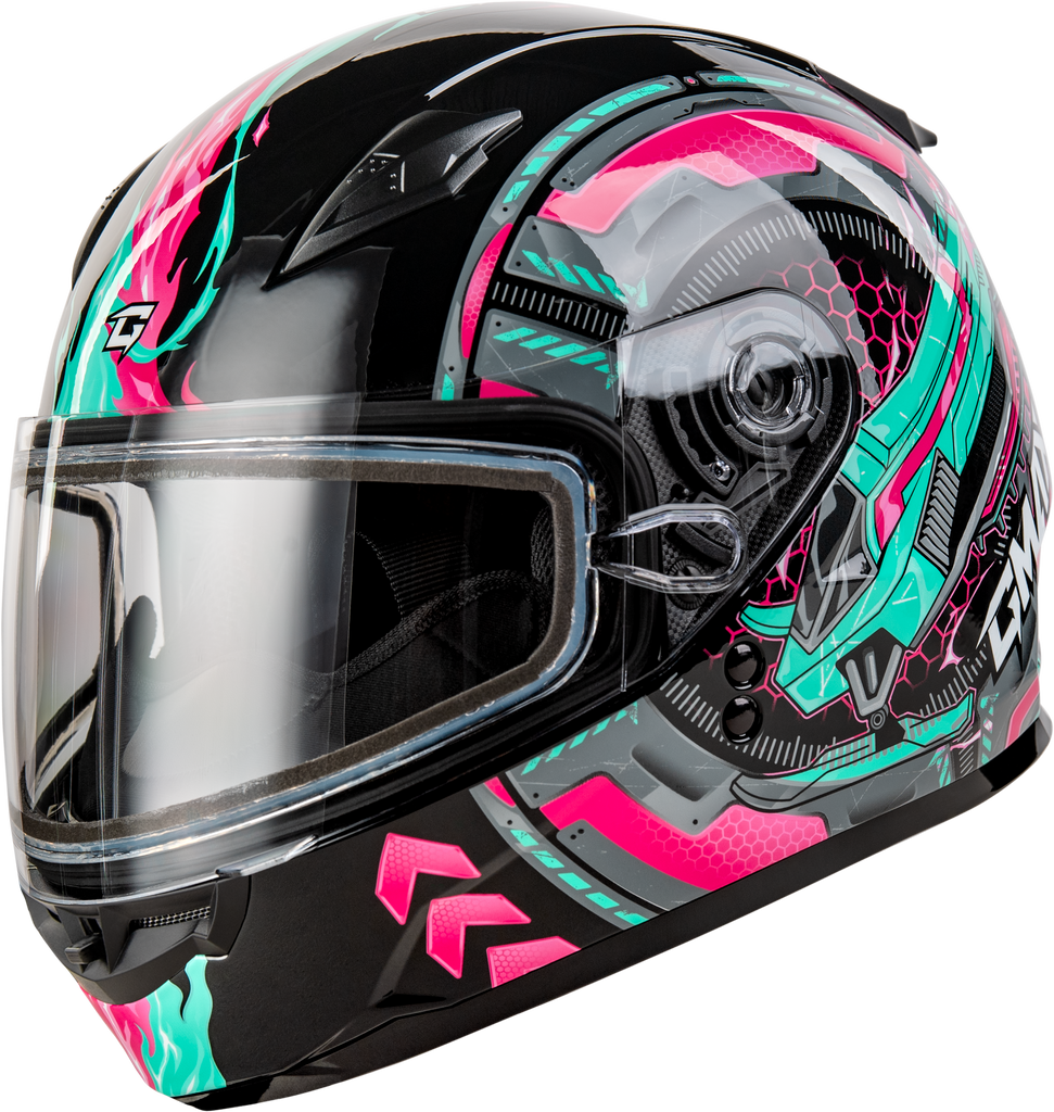 Gm 49y Charge Snow Helmet Black/Pink/Aqua Yl